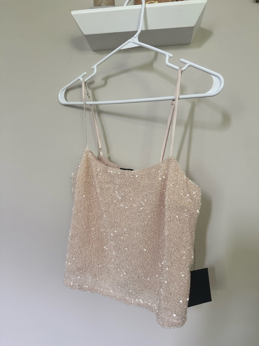 Lulu's Blush Sequin Spaghetti Strap Cami